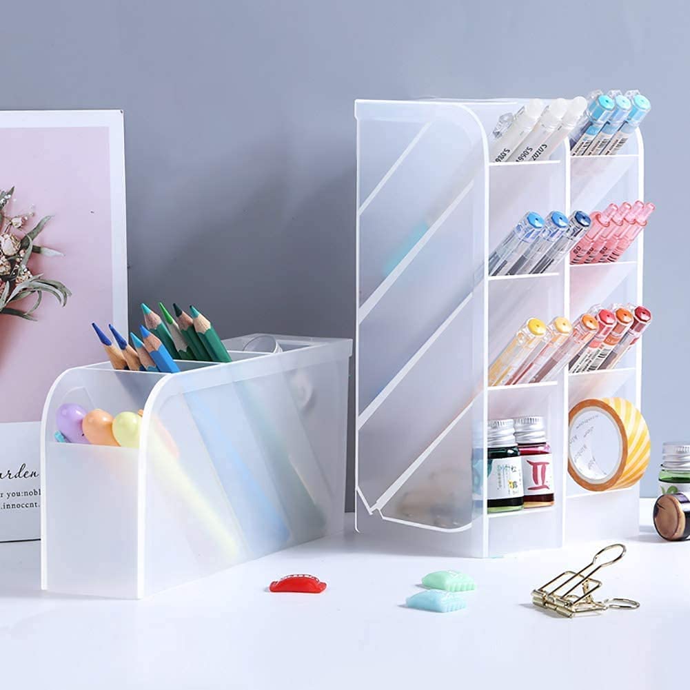 Table Top Container Set 4 Grid Desktop Pen Holder Table Top Multi-Compartment Stationery ...
