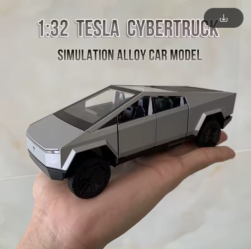 1:32 Tesla Cybertruck Alloy Diecast Model Car – Electric Pickup Toy Vehicle with Pull Back, Lights & Openable Doors alternate view