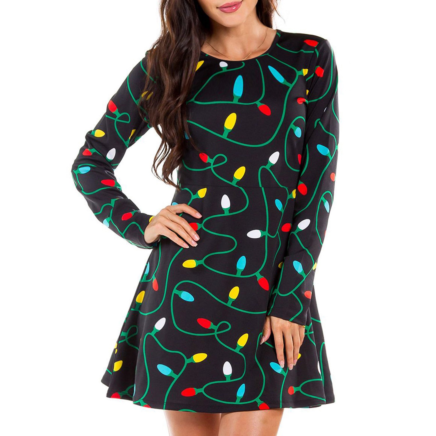 christmas print dresses for women