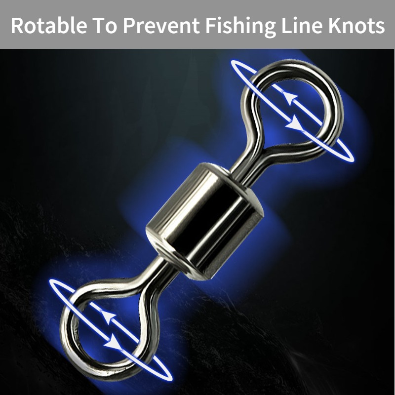 25Pcs Stainless Steel Bearing Rolling Connector Rotate Barrel Swivel Tackle Box Lure Line Tool Set Fishing Accessories Fishhook Fishing Connectors