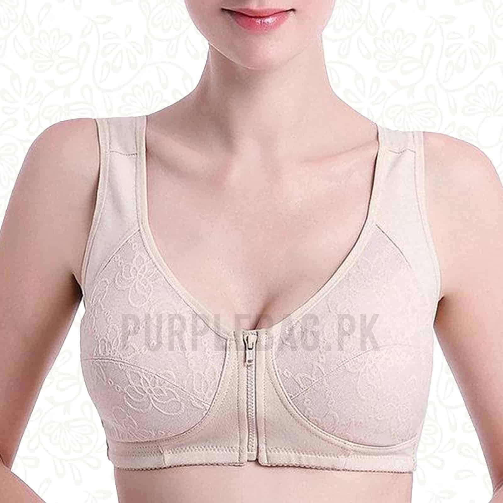 lace front zip bra