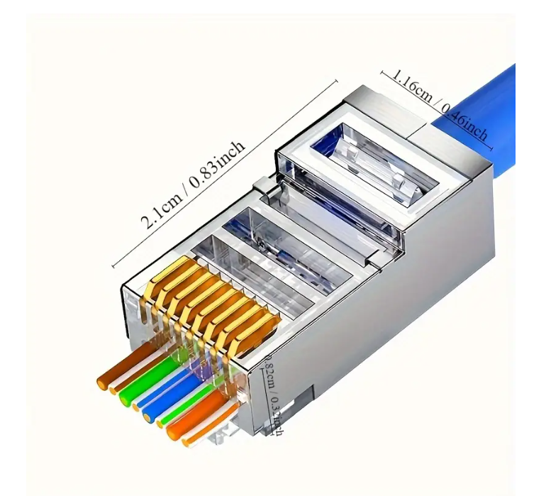 Cat6 RJ45 Connectors, Gold-Plated Gigabit Ethernet Cable Ends, 8P8C Network Modular Plug for Computer Networking, High-Speed Internet Connectivity, Durable & Reliable Performance, Compatible with CAT6 Cables