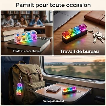 4 Button Fingertip Keyboard Keychain RGB Keyboard Fidget Toy with Lights for Stress Relief Decompression Calming Accessories