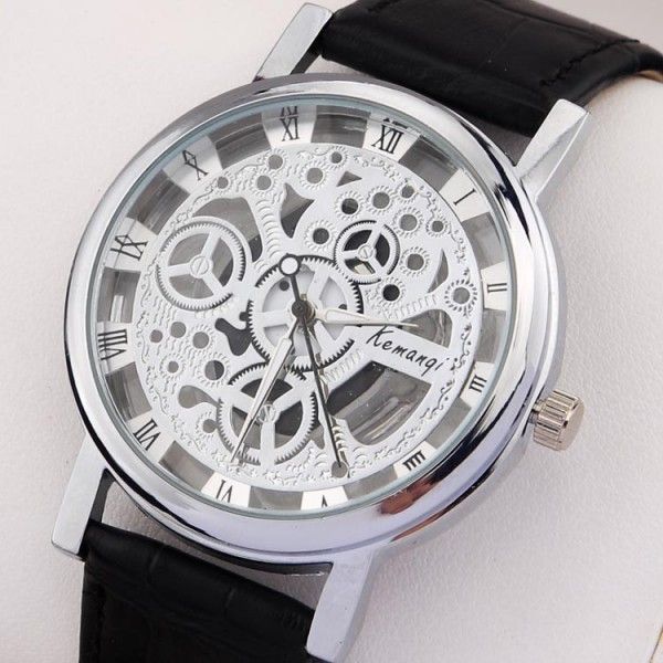 Pack of 4 Watch Set for Men and Boys Stainless Steel Quartz Watch with Chain Bracelet Ring and Locket Fashion and Luxury Style Multiple Colors
