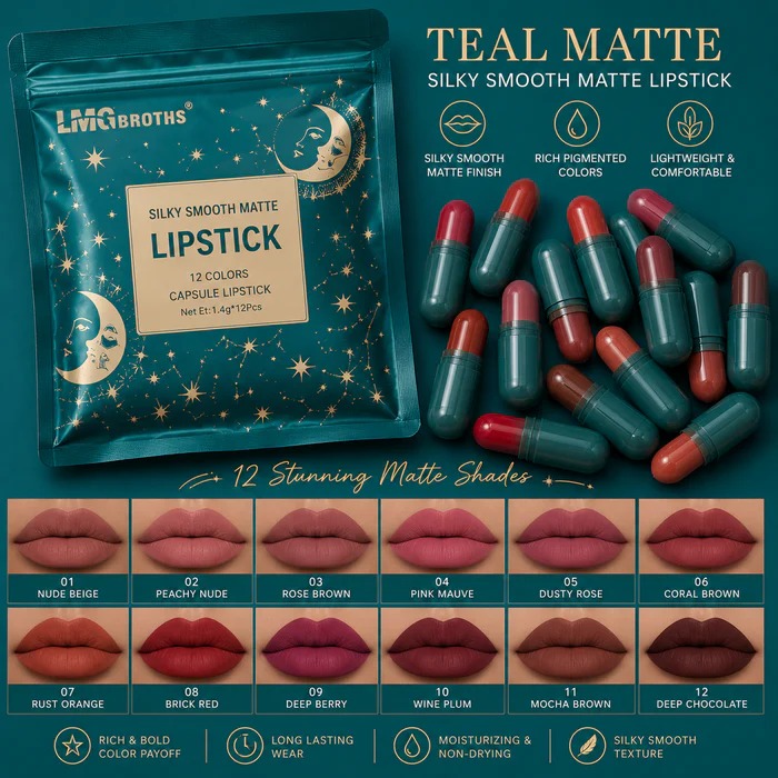 Tijarat Online Mini lipstick Matte Lipstick Capsule (Pack of 9/12/18)