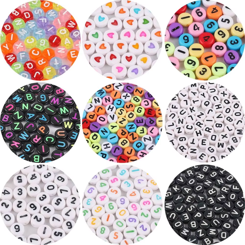 50-100Pcs Random Mixed Letter Acrylic Beads Flat Round Alphabet Charms Beads For Bracelet Necklace Jewelry Making KS
