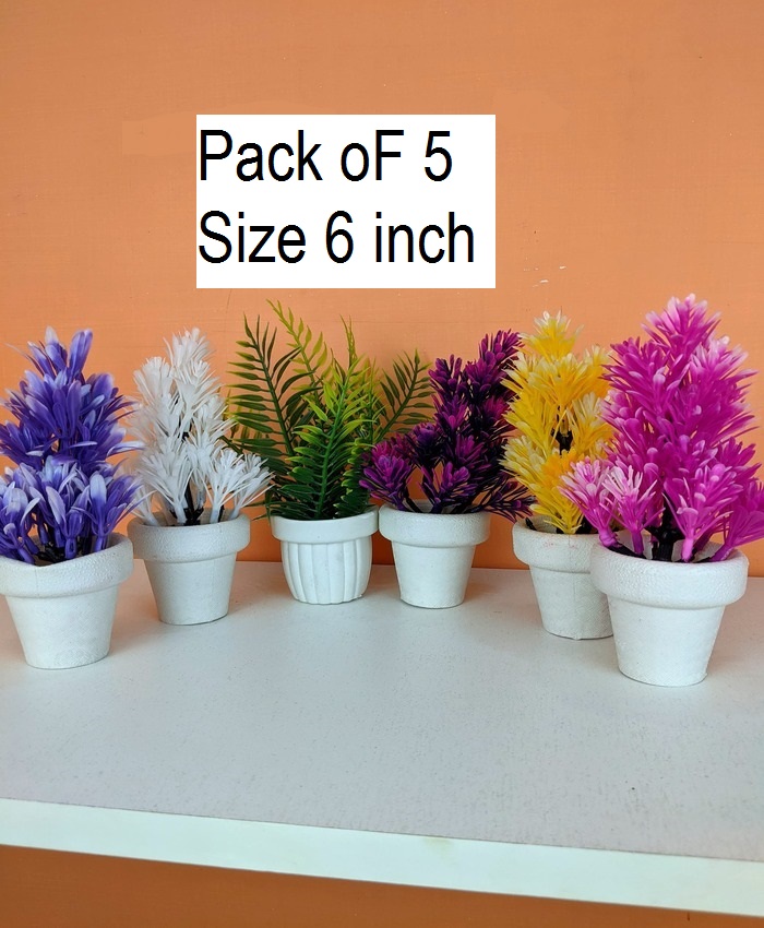 Mart89 Decor Pack of 5 Medium 4.5 & 6 inch Plant Artificial Decoration