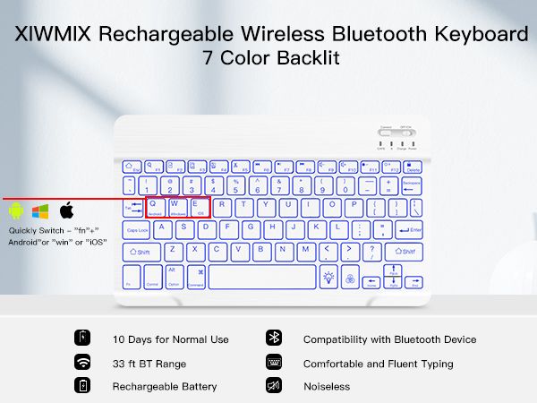 Rechargeable Bluetooth Wireless Backlight Keyboard for mobile-laptop-tablet & Android Led Smart Led i-pad with Long Battery Backup