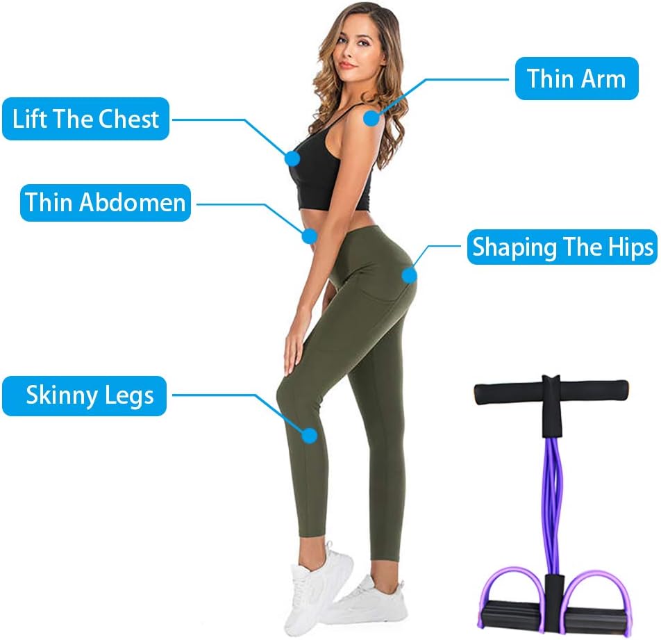 Tummy Trimmer Bally Fat Burner Body - Pull Reducer Resistance Training Bands -  Double Pull Rope Body Trimmer Pedal - Exercise Tummy Body Building Training Unisex - Weight Loss Home Workout Exercise - Foot Pedal Sit Up Equipment for Abdominal