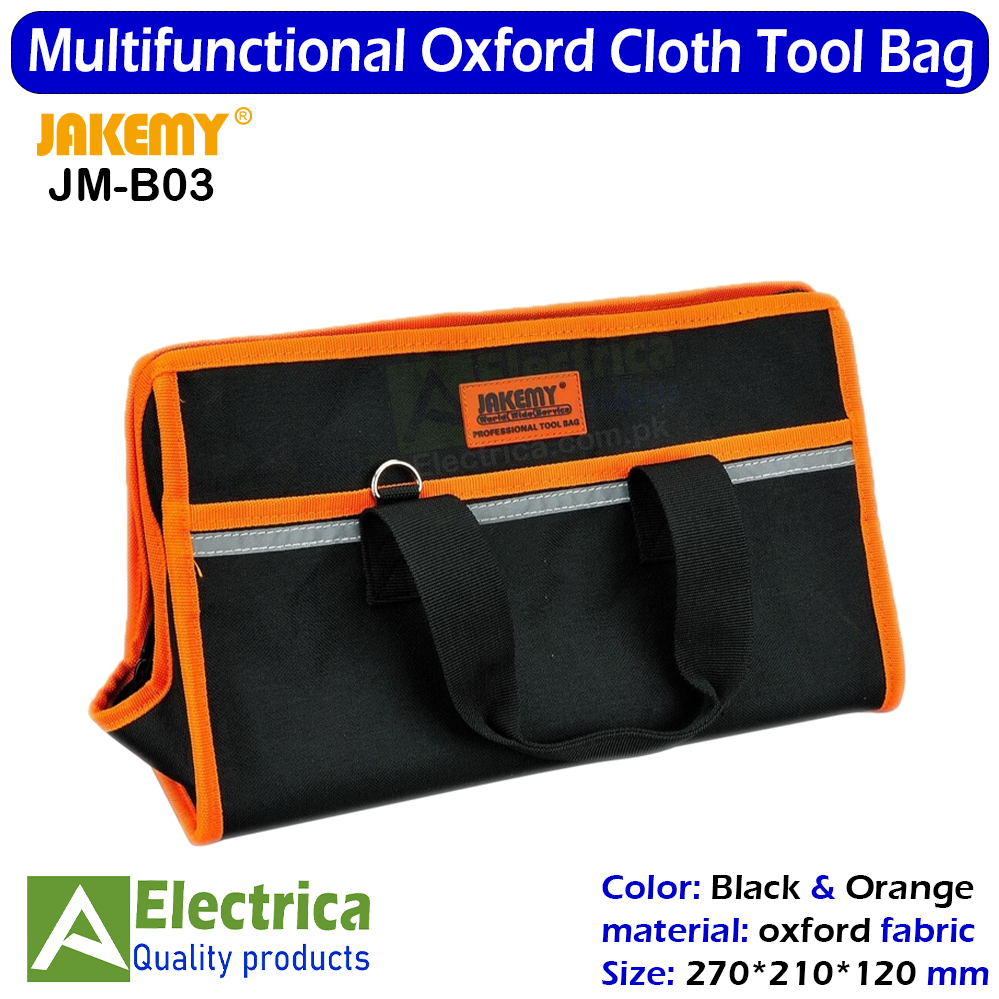 JAKEMY JM-B03 multifunctional Oxford cloth tool bags storage pocket portable wear-resistant Repairing Tool Bag Size(270*120*150 mm) by Electrica
