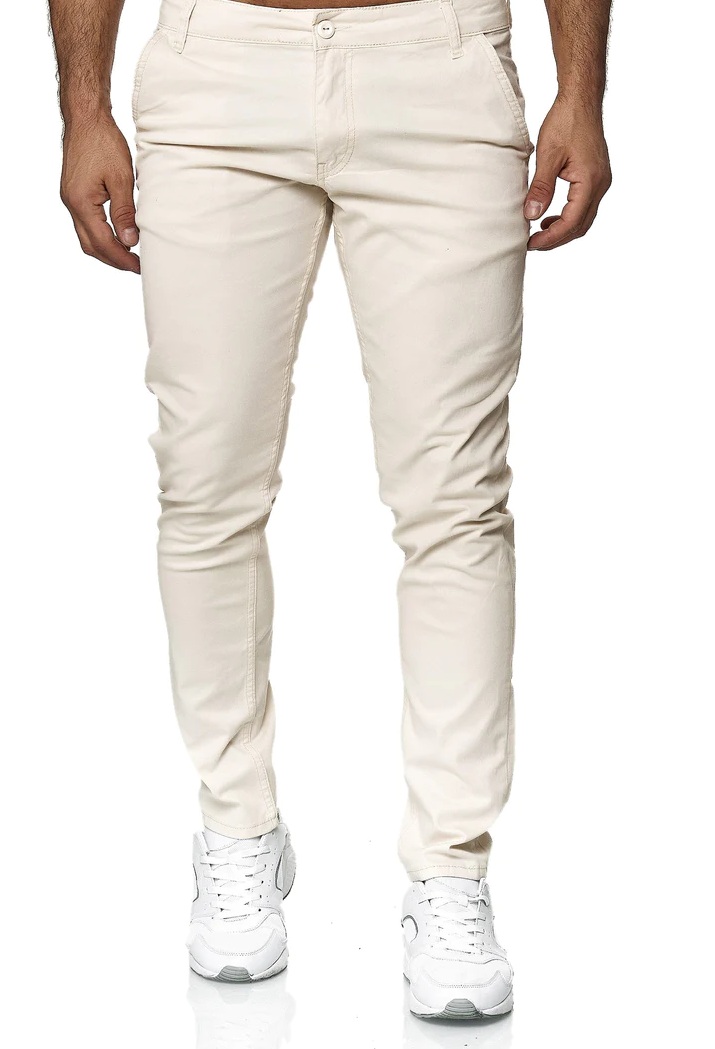 Men's Stretchable Chino Pants Full Length Regular Fit in Solid Colors