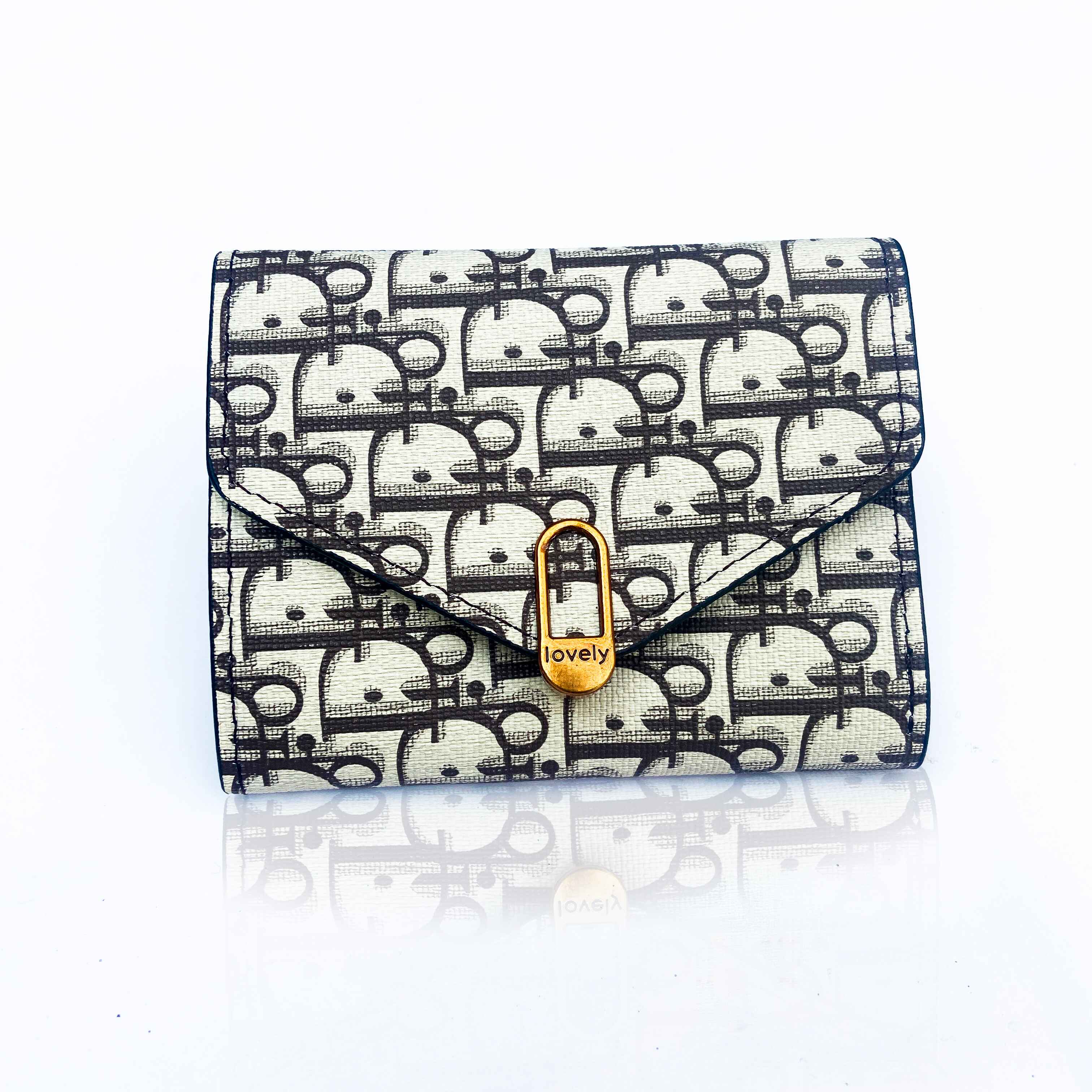 Korean Style Slim Trifold Faux Leather Wallet with Card Holder for Women