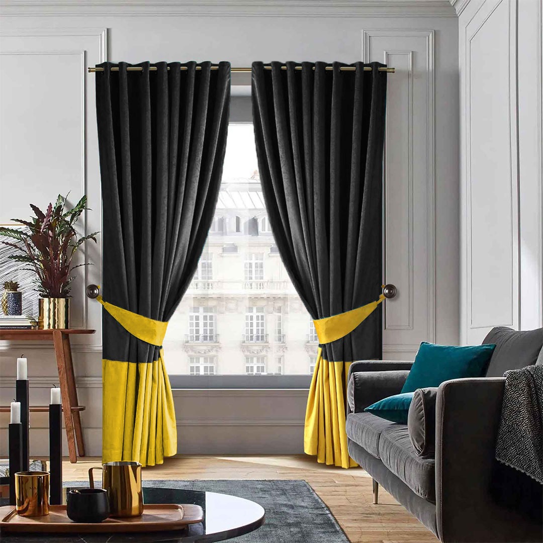 Pack of Velvet Curtain for Bedroom- Ready Made Curtain Pair in Velvet ...
