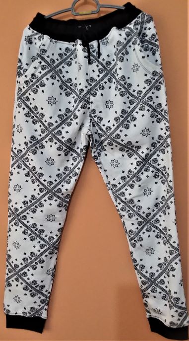 White Printed Three Pocket Fleece Trouser
