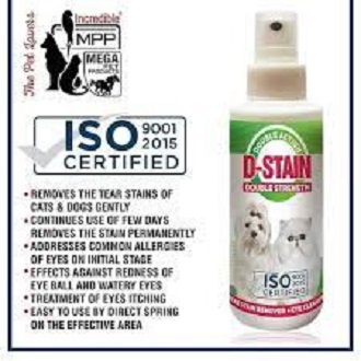 D Stain For Cats And Dogs - Tear Stain Remover - Eye Cleaner - For Cat And Dog - Iso Certified Product
