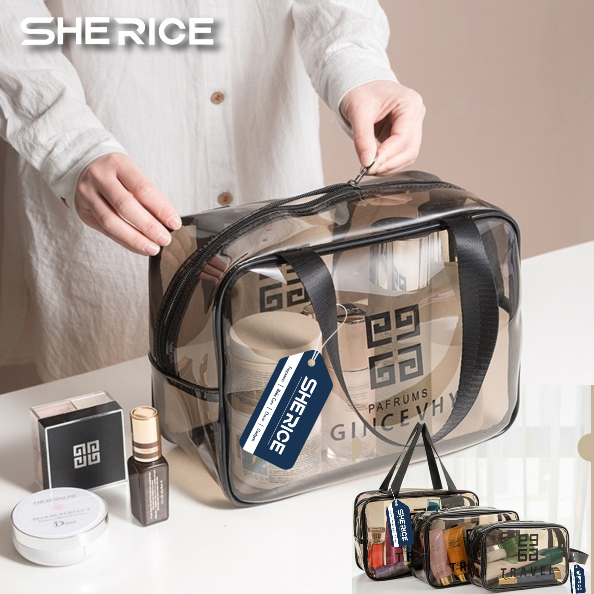 Professional Transparent Makeup Bag & Organizers with Full of Storage | Make Up Bags Pouch with Zipper For Travelling | Multipurpose Traveling Cosmetic Bags for Women