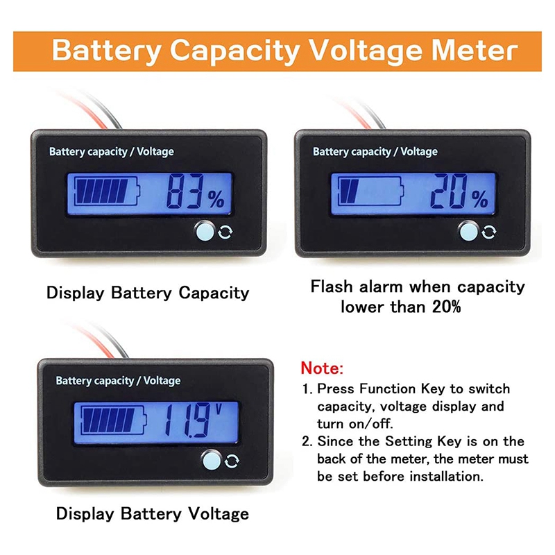 Battery Meter Battery Capacity Voltage Monitor, DC 12/24/36/48/60/72/84V Battery Capacity