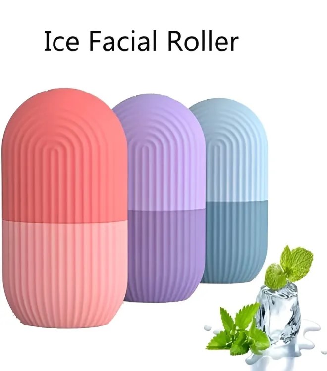 Ice Roller for Face, Pink, 4.5inch Silicone Ice Face Roller, Reusable