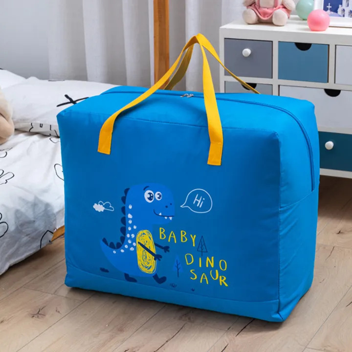 Dino Storage Organizer Bag, Cartoon Pattern Double Zipper Quilt, Bedsheet, Blanket Storage Box, Travel Bag Women Handbags Luggage Foldable Durable and Stylish Storage best solution for Home Organization