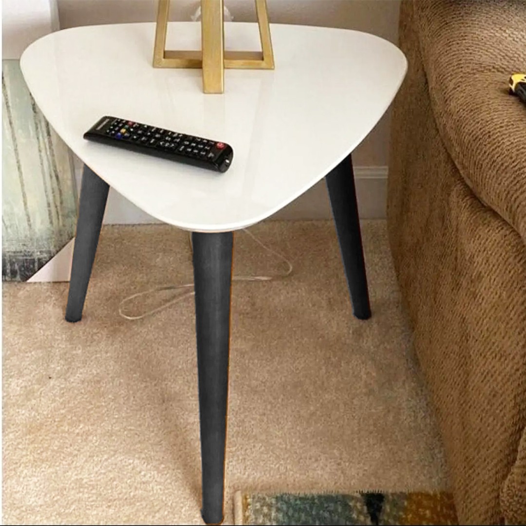 METALLO Triangle side table for room, Coffee table for Living Room White