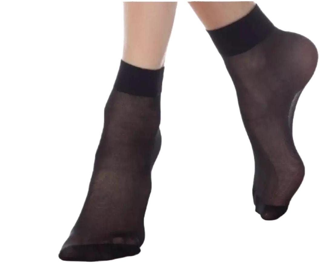 Pack of 3 & 5 Transparent Skin Black Colors Socks for Women and Girls