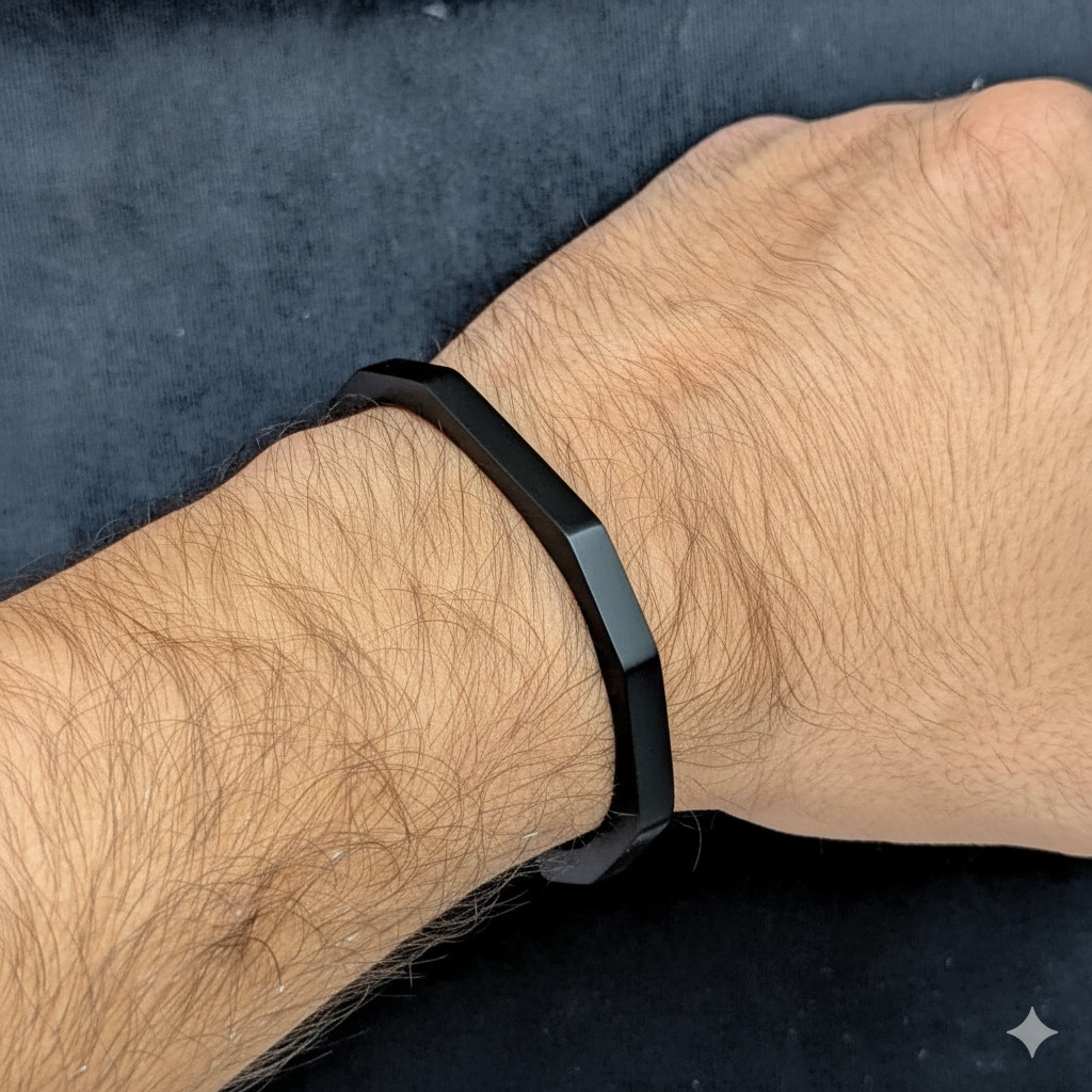 Cuff Bracelet for Men Stainless Steel Adjustable Open Bangle Minimalist Fashion Style Silver and Black