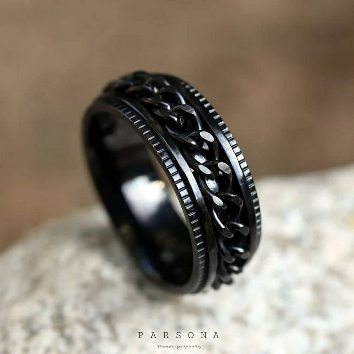 1PS/ VIRSL PLATIMIUM SPINNER RING FOR MENAND BOY -FASHION HIGH QUALITY (BLACK) SPPINER RINGS FOR MEN AND BOYS EID SpECIAL