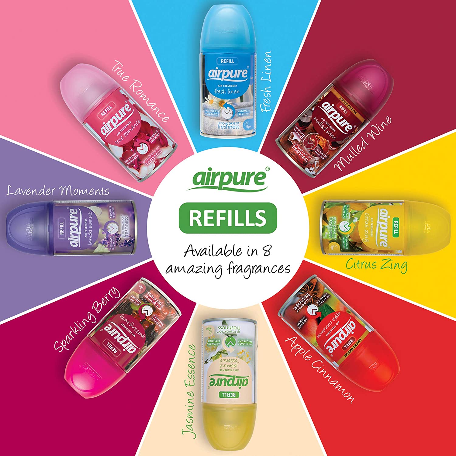 AirPure Air Freshener Refill 250 ml 5.5 inch An intense and exotic  fragrance with both musky and floral notes pop your fragrance into one of  our Air Freshener Machines NOTE random fragrance