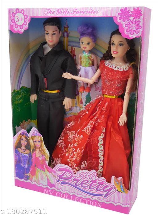 New Couple Family Doll with Baby Doll Set for Kids, Girls with