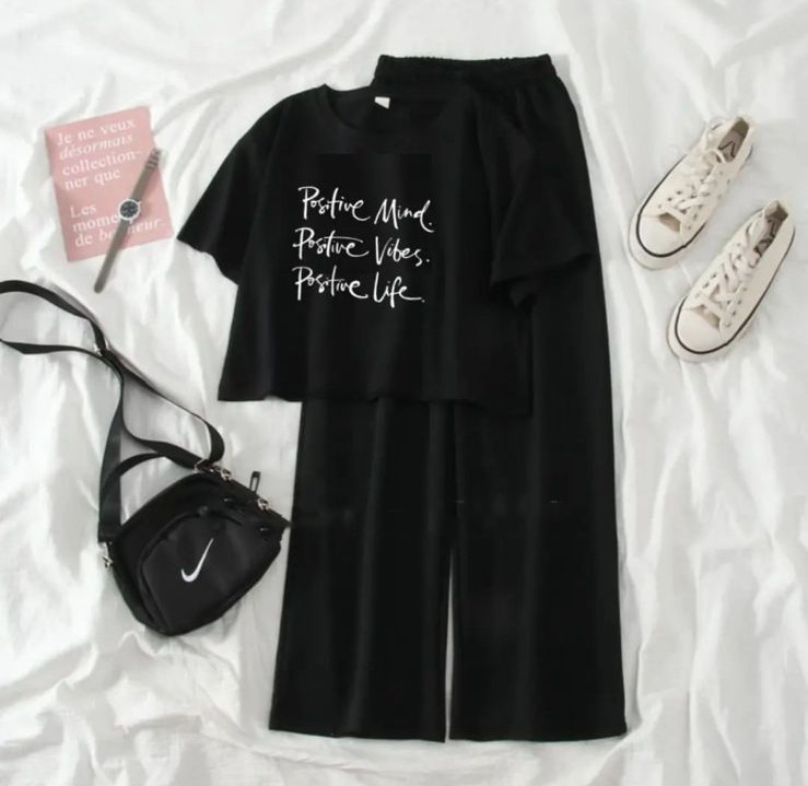 Soft and Comfortable Crop Top T-shirt with Flapper Trouser Combo for Women and Girls
