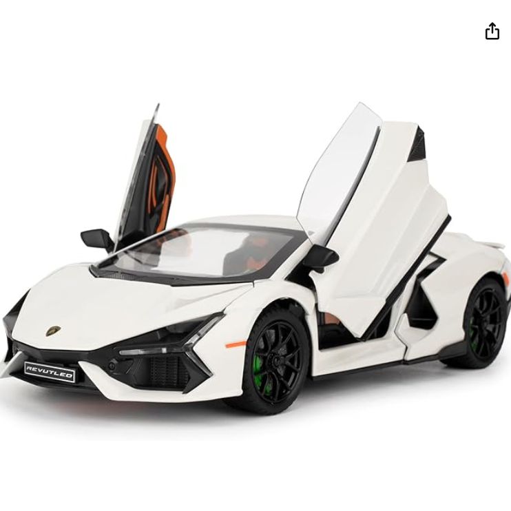 Lamborghini Revuelto Toy Car, 1/24 Diecast Model Car with Sound, Light and Pullback, Collector Model Car, Gift for Children with Smoke Feature view 8