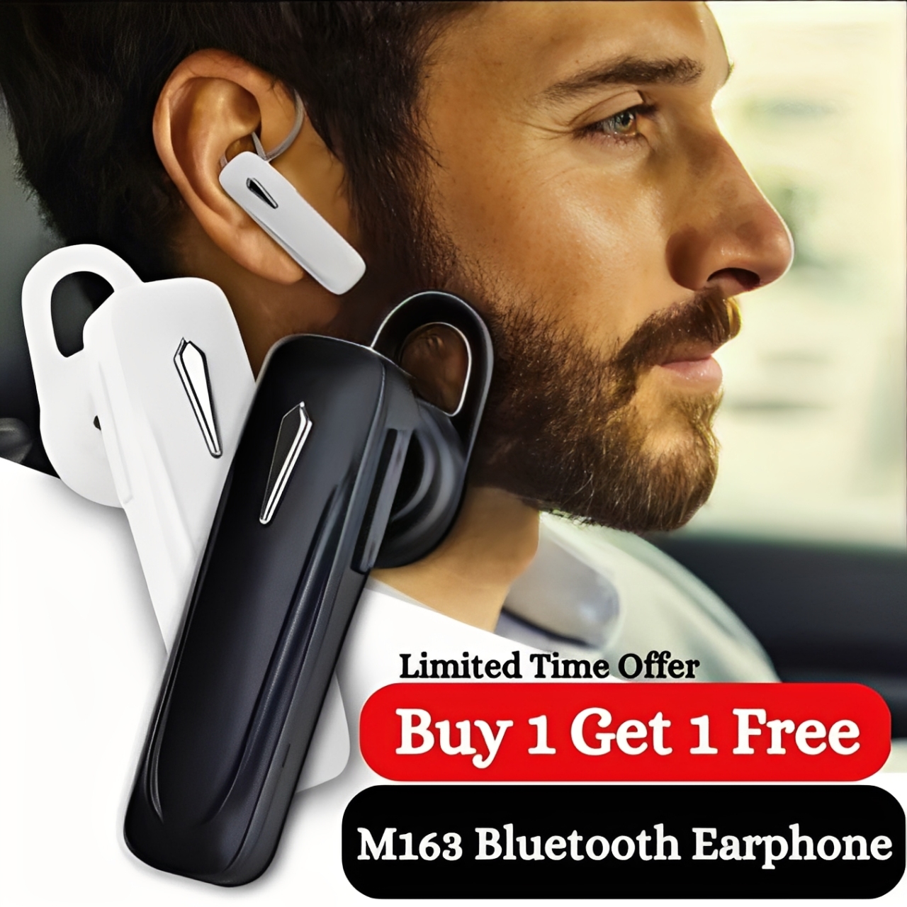 Buy 1 Get 1 Free | M163 Wireless Bluetooth | Single Earbud In-Ear Headset | Handsfree for Calls & Music |Compatible With All Bluetooth Devices.