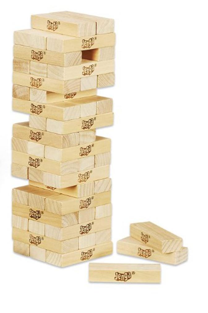 Hasbro Jenga Classic Wooden Blocks Tower Game 54 Pieces - Family Fun Strategy Game for All Ages