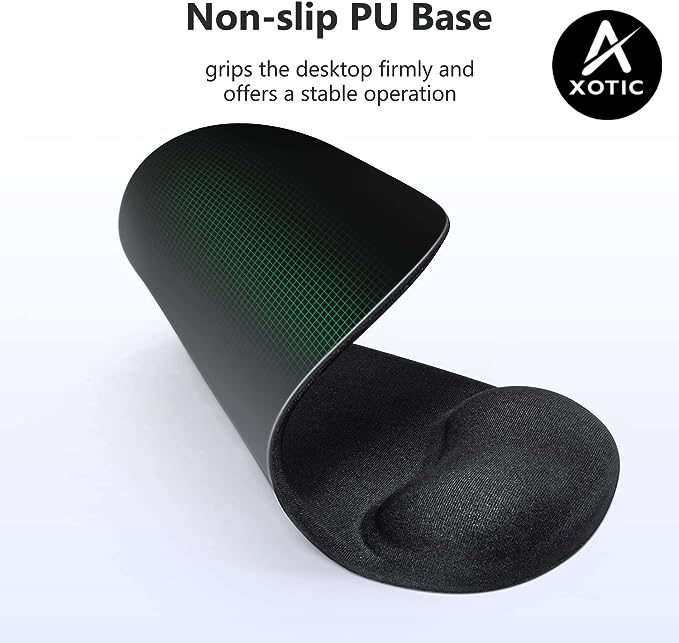 Axotic Mouse Mat with Gel Cushion, Washable Mouse Mat, Ergonomic Mouse Pawith Wrist Pad, Hand Rest, Easy Pain Relief, Non-Slip, Durable for Computer, Laptop, Notebook, Black