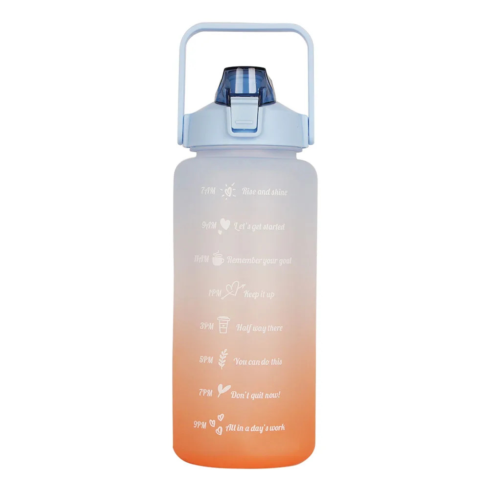 2000ml Motivational Water Bottle With Straw | 2L Gradient Color Drinking Water Bottle