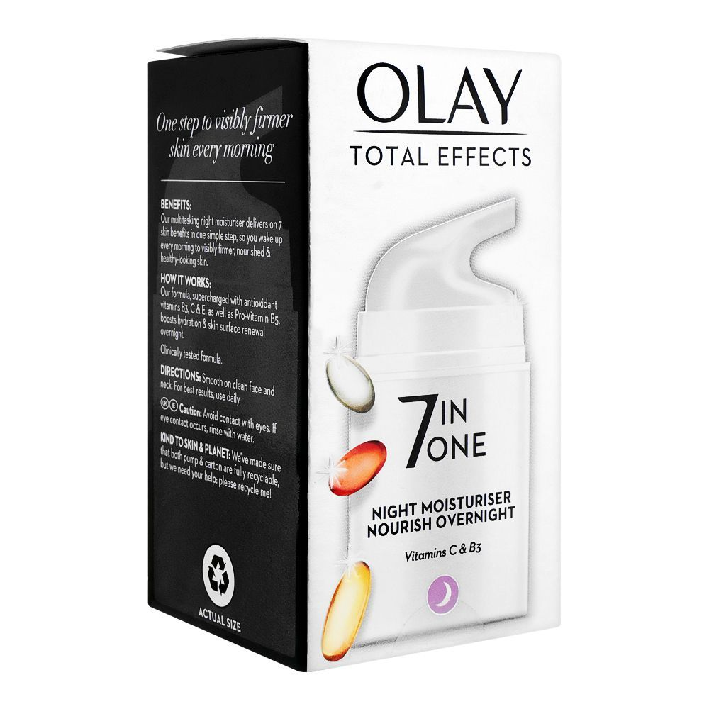 Olay Total Effect 7 In One Vitamin C And B3 Night Moisturiser | Night Skin Care | 50ml