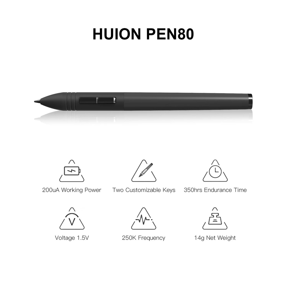 HUION PEN80 Graphic Tablets Pen Digital Pen Rechargeable Pen Black