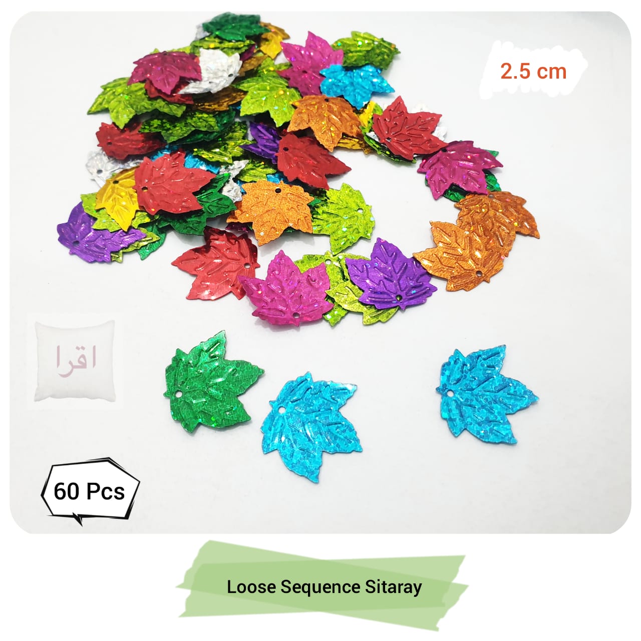 60 Pcs Leaf Style Sitaray In Multicolor , Beautiful Design Sitaray Craft Making