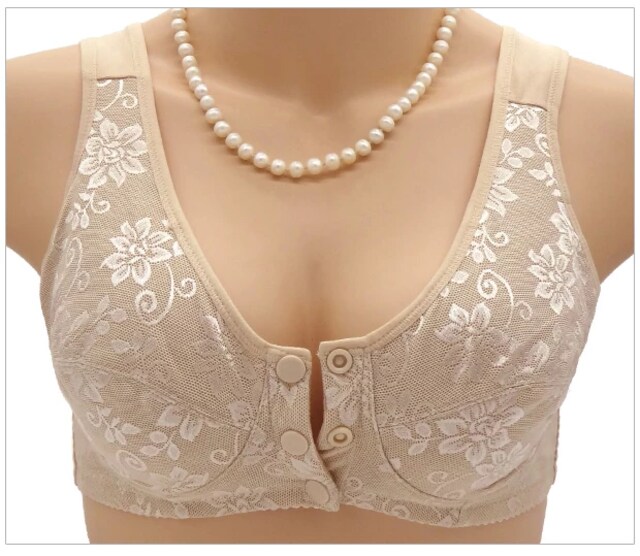 Breathable Seamless 3-Button Front Opening Nursing Bra for Maternity Support