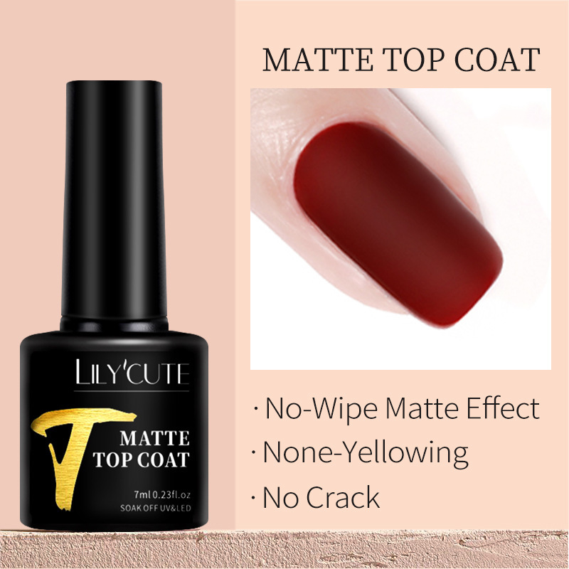 1PC LILYCUTE 7ml Base Gel & Top Coat | Matte  No Wipe | UV LED Soak Off | Long Lasting Semi Permanent Manicure Nail Polish