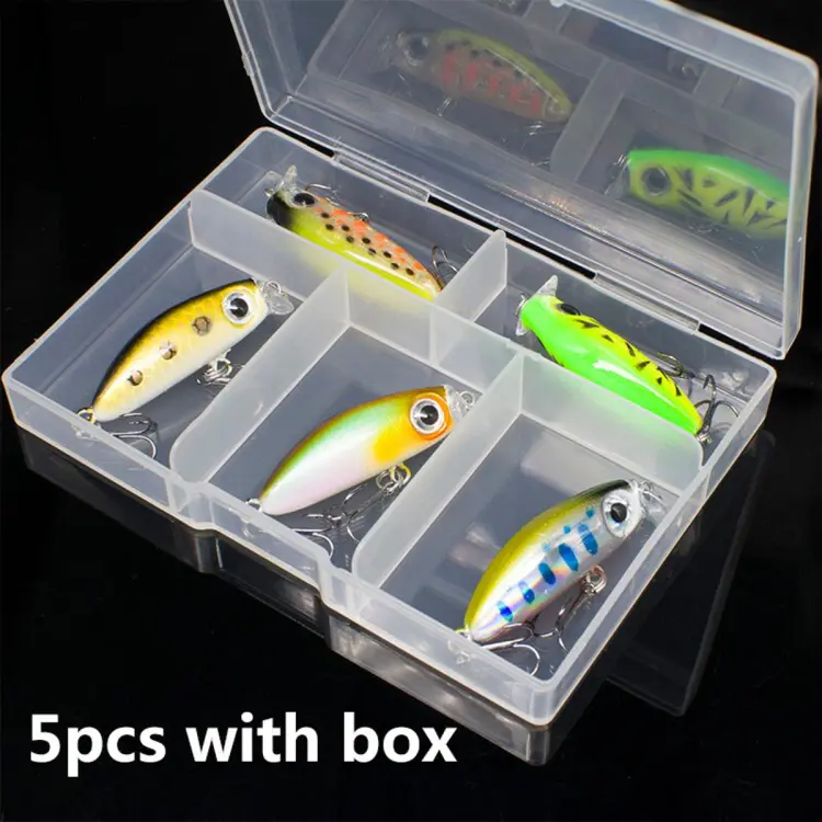 Fishing Lures 5pcs with box Mini Micro Popper Pencil Jerkbait Bass