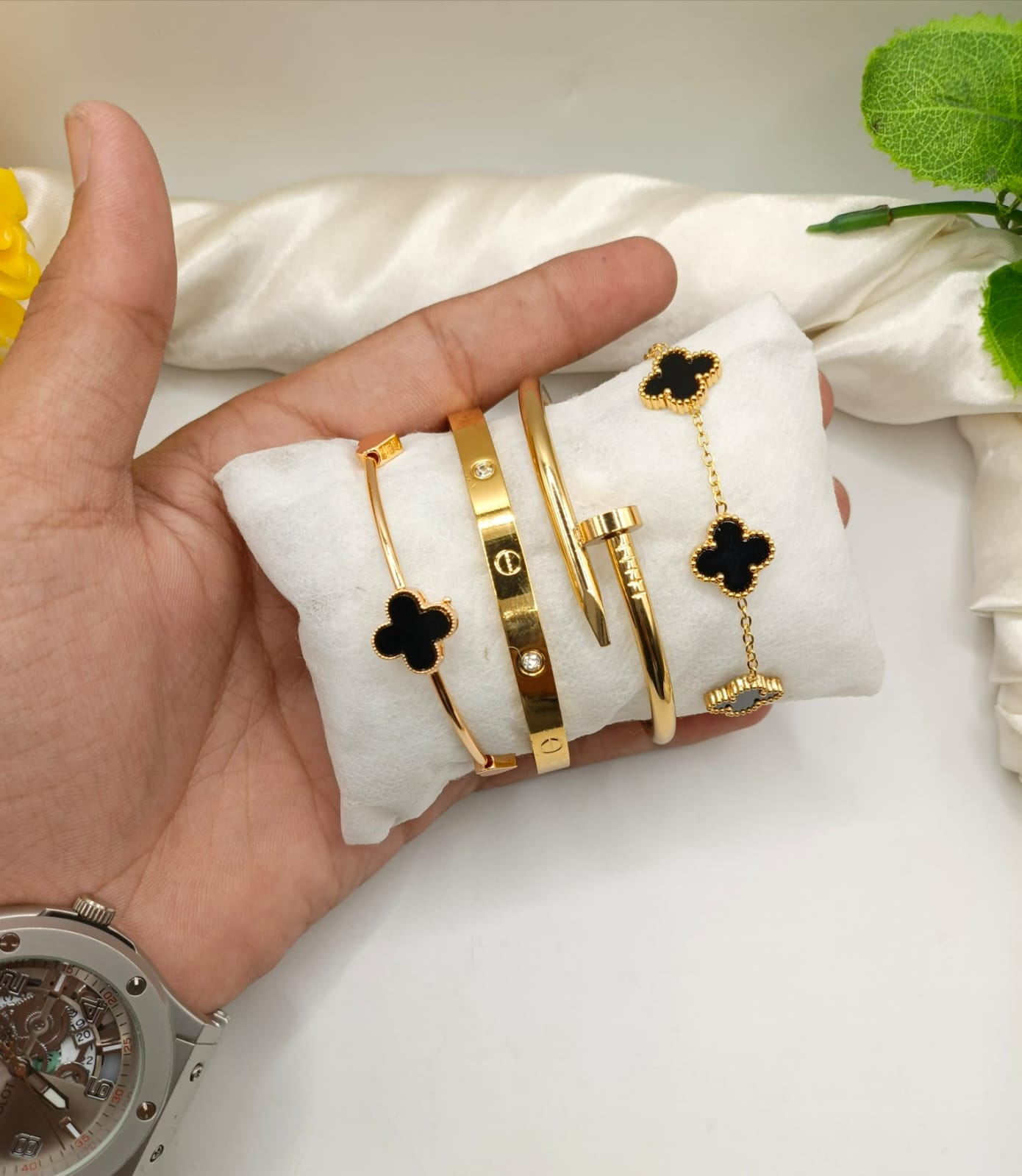 Golden Stainless Steel Bracelets for Women | Rust Free & Water Proof |Daily-Wear Fashion Jewelry
