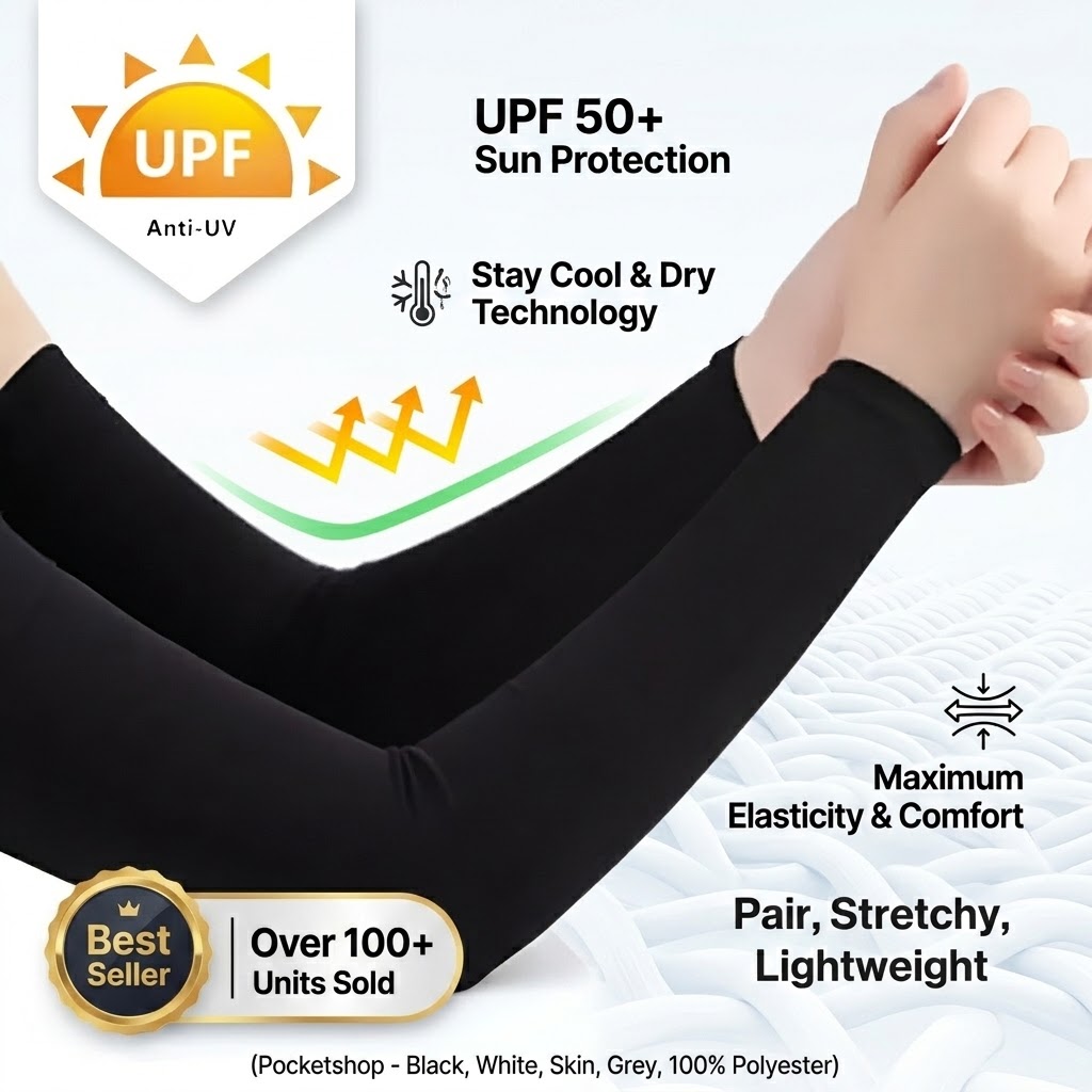 Sun Protection Cooling Arm Sleeves for Men & Women | UPF 50+ Ice Silk Anti-UV Arm Warmers Elastic Breathable Compression Hand Sleeves for Bike Riding Driving Running Cricket Football Gym Outdoor Sports 1 Pair Non-Slip Seamless Fit – Abid Store
