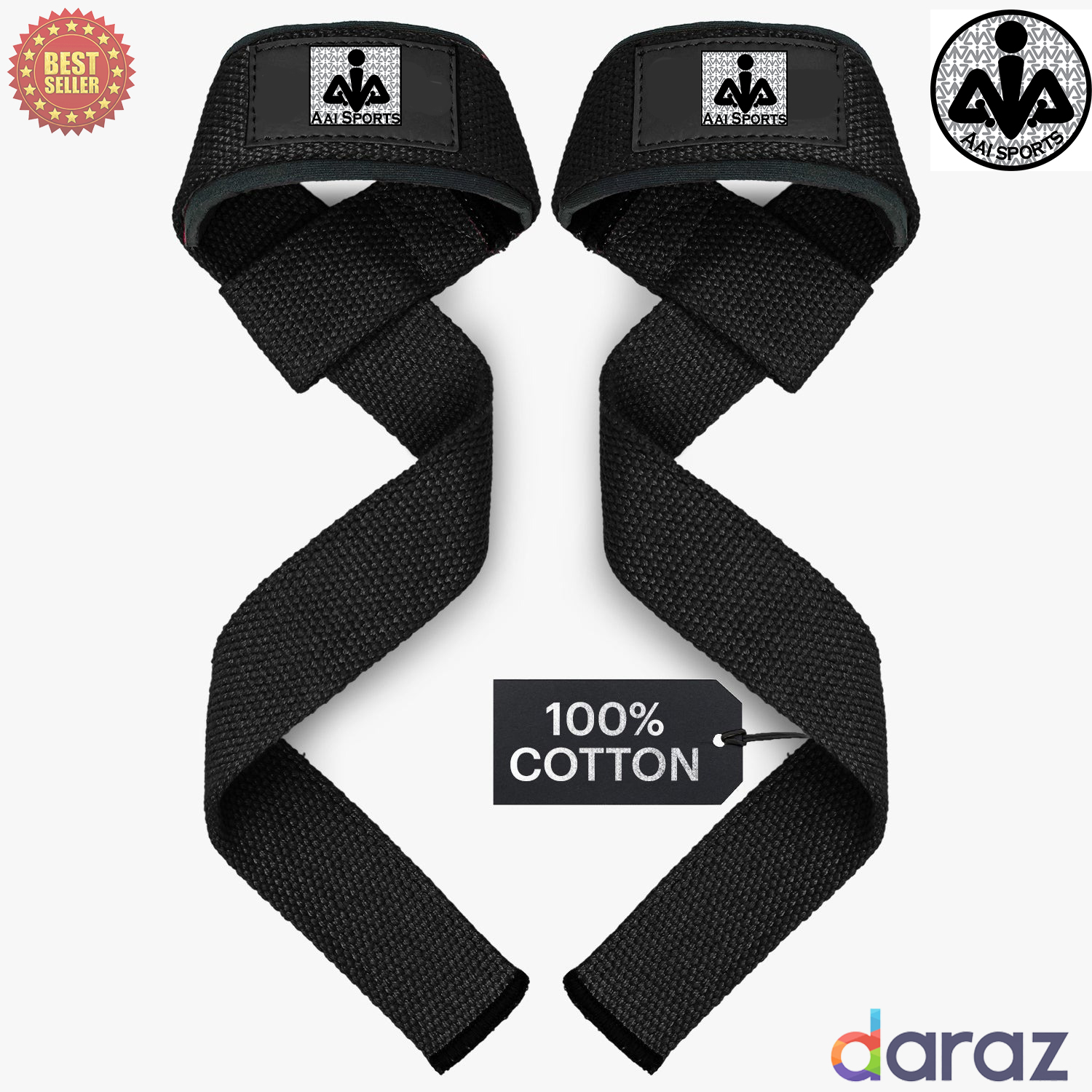 AAi Gym Wrist Strap Weightlifting Hand support | cotton Bar lifting strap24" Strong Cotton Weightlifting Wrist Straps To Support Grip and Lift Heavier - Ultimate Workout Deadlift Straps for weight lifting