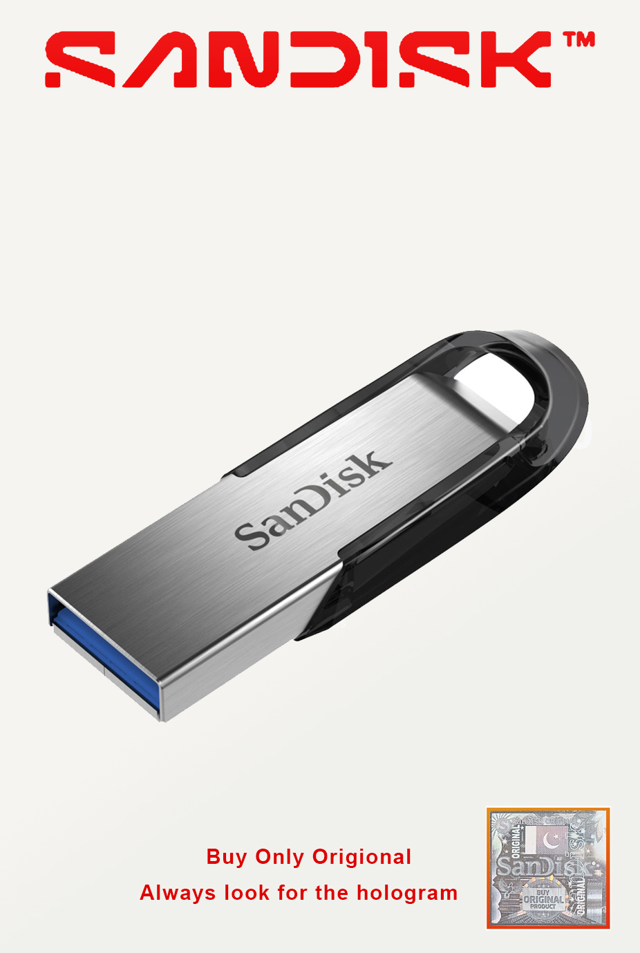 Free Gift + SanDisk 32GB/64GB/128GB/256GB Ultra Flair USB 3.0 Flash Drive -