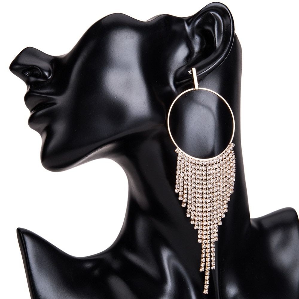 High Quality Round Tassel Fully Crystal Wedding Trendy Earring
