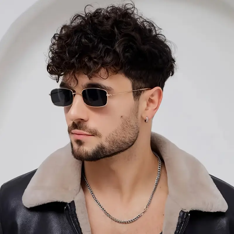 1Pair Golden Style Square Small Frame Men'S Fashion Glasses