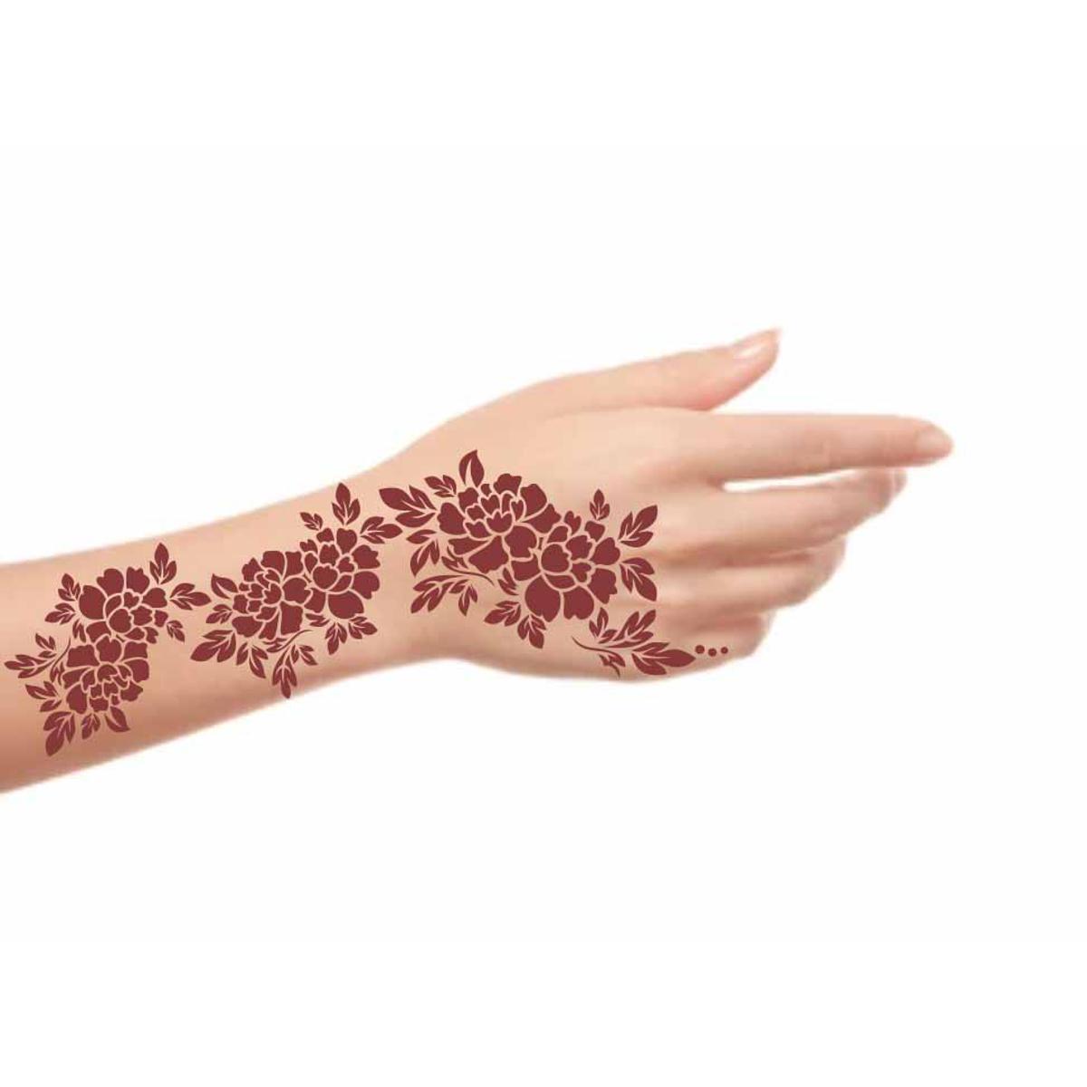 Xmasir 6 Sheets India Henna Tattoo Stencil Kit for Women Girl Hand Art  Painting Temporary Tattoo Sticker Glitter Templates 7.87'' x 4''