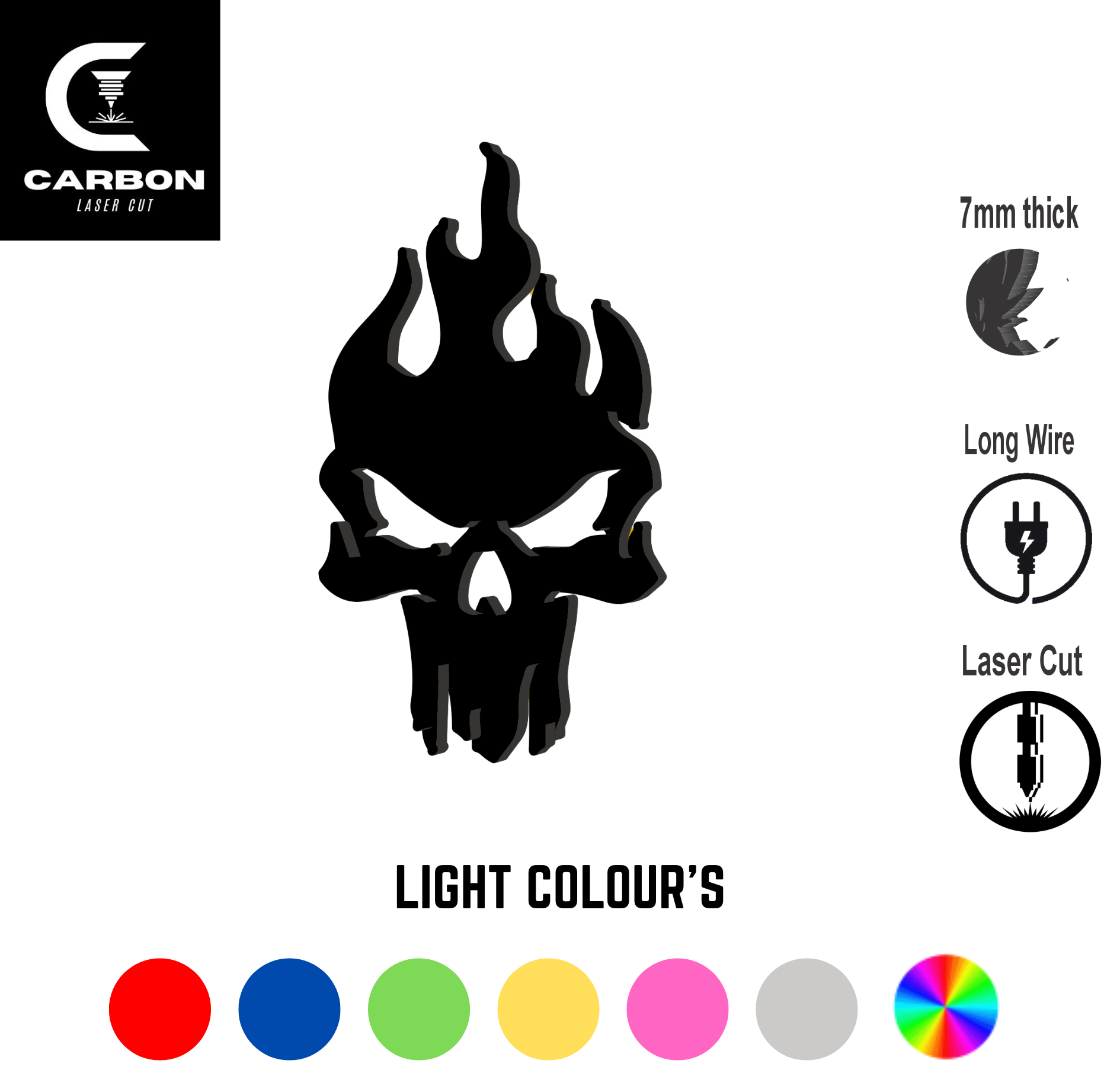 LED Wall Light RGB Skull Design Sconce with Long Wire and Laser Cut for Gaming Room Decor