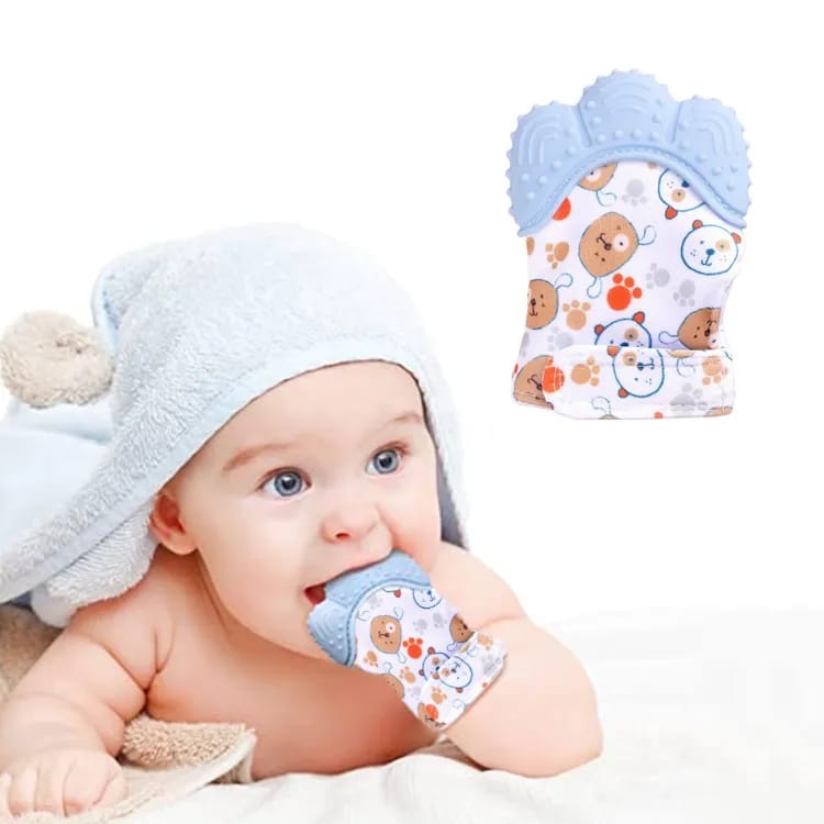Pack of 2 Baby Silicone Mitts Teething Mitten Glove Baby Teething Bite Glove Natural Thumb Chew able Toys